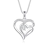 Loutade Kette Silber 925 Damen, 925 Sterling Silber Herz Halskette mit AAAAA...