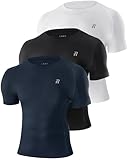 Runhit 3 Pack Kompressionsshirt Herren Kurzarm, Funktionsshirt Schnelltrocknend...