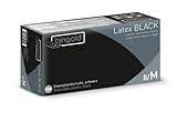 Bingold 619002 Latex Black Einmal Handschuhe, Puderfrei, Größe M, 100 Stück