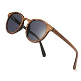 WOODONLY Holz Runde Polarisierte Sonnenbrille - Mode Stil Hölzerne Sonnenbrille...