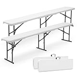 Sekey 2er Set Kunststoff Klappbank Bierbank 182 x 28 x 43 cm, Faltbar Biergarten...