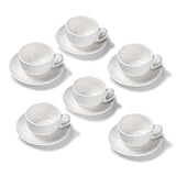 Terra Home 6er Milchkaffee-Tassen Set - Weiß, 350 ml, Glossy, Porzellan,...