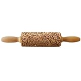 Geprägtes Nudelholz zum Backen, dekorativer Präge-Keksroller aus Holz für...