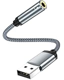 USB auf 3,5 mm Klinke Aux Adapter, Externe USB A Soundkarte auf 3,5 mm Audio...
