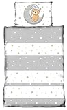 one-home Kinder Baby Bettwäsche 100x135 cm + 40x60 cm Teddy Bären Sterne Mond...
