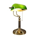 Fynokst Grüne Banker-Tischlampe aus Glas – Klassische Retro-Tischlampe mit...
