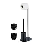 Relaxdays WC Garnitur, Metall, HxBxT: 63x23x17 cm, stehender Klopapierhalter,...