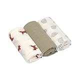 LÄSSIG Baby Puckdecke Spuckdecke Pucktuch Mulltuch 3er Set Baumwolle 60 x 60...