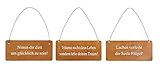 3er Set Wandbilder Sprüche 18x8cm Schilder Aufhänger Garten-Deko Türschild...