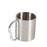 KSTE Tasse aus Stahl, Campingbecher, tragbar, aus Edelstahl mit Karabiner-Griff,...