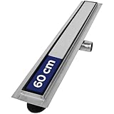 VILSTEIN Duschrinne 60cm, Edelstahl Bodenablauf Komplettset, extra flach, Siphon...