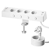 Tischsteckdose mit USB C 20W, Kinglink Steckdosenleiste Schreibtisch einzeln...