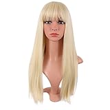MapofBeauty 24 Zoll/60 cm Frauen Lange Gerade Flache Pony Kunsthaar...