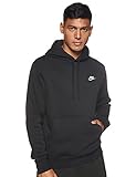 Nike Herren Hoodie Sportswear Club Fleece, Black/Black/White, M, BV2654-010