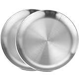 VollfitYYu 2er Edelstahlteller Rund Serviertablett Silber Platzteller Essteller...