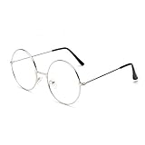 TRIXES Runde Brille Silber, Beatles Retro Sixties Style Klare Brille, runde...