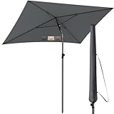 4smile Sonnenschirm Balkon 200x125 cm mit Schirmhülle, Anthrazit - UV50+...