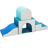 GeerWest Schaumstoff Bausteine Kinder Klettern: 4 PU-Leder Indoor Softbausteine...