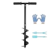 Garten Handerdbohrer Set, Ø 100 mm Erdlochbohrer mit rutschfestem Griff...