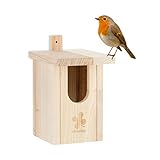 Relaxdays Nistkasten Halbhöhlenbrüter, naturbelassenes Holz, Einflugloch HxB...