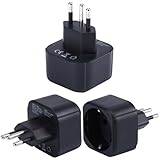 Europa auf Brasilien Stecker Adapter, Europäischer/Deutschland/Französisch/Italienisch/Spanisch Schuko Stecker Typ C/E/F Stecker, Passend für Brasilianische Steckdose Reisestecker Konverter (3 Stück)