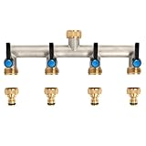 OPERMAXER 4-Wege Wasserhahn Wasserverteiler, Verlängerter Griff, 3/4 Zoll...