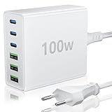 FINIBO USB C Ladegerät Mehrfach: 100W 6-Port Schnellladegerät mit USB-C und...
