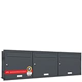 AL Briefkastensysteme, 3er Unterputzbriefkasten in Anthrazit Grau RAL 7016,...