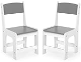 MAMIZO Kinderstuhl Holz 2er Set,ab 1 Jahr, Sitzhöhe 27 cm,Kinderstühle bis...