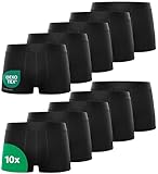 Kemes Boxershorts Herren 10 Pack Baumwolle schwarz Unterhosen atmungsaktiv...