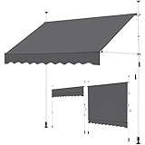 Yaheetech Klemmmarkise 250cm Bereit Balkonmarkise mit Handkurbel Sonnenschutz...