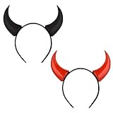 EIROVYA 2 Stück teufelshörner haarreif, Teufelshörner rot schwarz, Halloween...