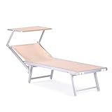 Rebecca Mobili Sonnenliege, klappbar, Beige, Aluminium, Polyester, für Garten,...