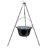troph-e-shop Set Ungarischer Gulaschkessel Emaille 10 Liter + Dreibein 1,0 m +...