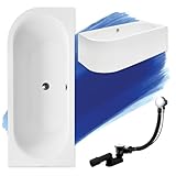 BADLAND Original Badewanne 180x80 cm Rechts Acryl KOMPLET KOMPLETTSET SET...