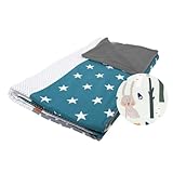 ULLENBOOM ® Kinderdecke 100x135 cm Waldtiere Petrol (Made in EU) - Babydecke...