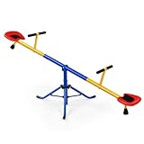 HOMASIS 2-Sitzer Kinderwippe, Schaukelwippe Outdoor 360°drehbar Metall,...