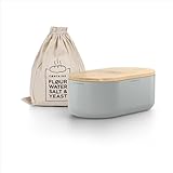 LARS NYSØM Brotkasten I Brotbox aus Metall mit Brotsack aus Leinen für...