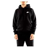 Nike Herren Hoodie Sportswear Club Fleece, Black/Black/White, M, BV2654-010