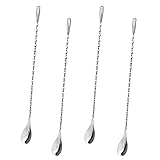 4 Stück Barlöffel Rühroffel Langer Cocktail Rührer Gin Löffel aus Edelstahl...