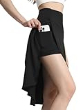 Bezioner Hosenrock Damen Sommer Midirock Tennisrock mit Hose Taschen HoherTaille...