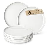 MALACASA LUNA Dessertteller Set für 6 Personen, Ø 21 cm Frühstücksteller aus...