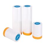 4 Rollen Abdeckfolie mit Klebeband, Abdeckfolie Maler Transparent (55cm*20Mx 2 ;...