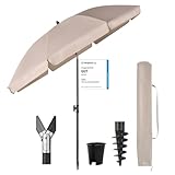 Sekey 180 cm Sonnenschirm Balkon mit Bodenhülse & Schutzhülle, Neigungs und...