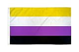 AZ FLAG Flagge Non-Binary STOLZ 90x60cm - GENDERQUEERE Fahne 60 x 90 cm -...