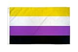 AZ FLAG - Flagge Non-Binary Stolz - 90x60 cm - Genderqueere Fahne 100% Polyester...