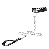 JIAHG Halsfessel Halskette mit O-Ring Slave Halsband Bondage PU Leder Fetisch SM...