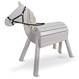 Pink Papaya Holzpferd für draußen, Reitpferd aus Holz für Kinder, Spielpferd...