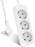 EXTRASTAR 3-Fach Steckdosenleiste, Flachstecker Mehrfachsteckdose mit 1.5m...