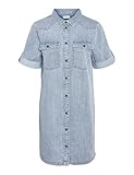 Noisy may Damen Kurzarm Kleid Midi Denim Blusenkleid Hemdkragen und...